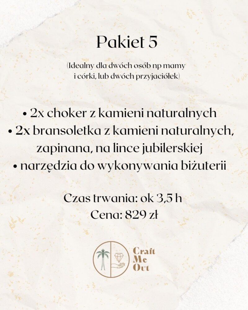 Warsztaty biżuteryjne DLA DWÓCH OSÓB - PAKIET 5